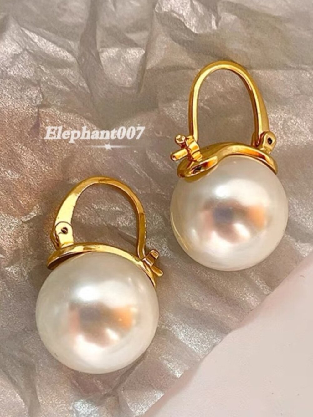Kate Spade Pearl Drop Hoop Earrings Gold Tone Statement Earrings
